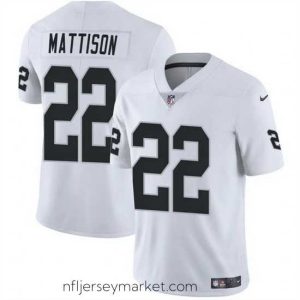 Luxurious Las Vegas Raiders 22 Alexander Mattison White 2024 Vapor Stitched Football Jersey