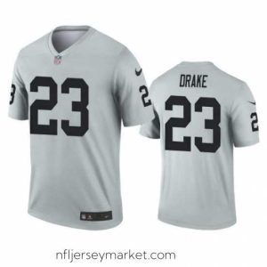 Luxurious Las Vegas Raiders 23 Kenyan Drake Silver Inverted Legend Nike Jersey