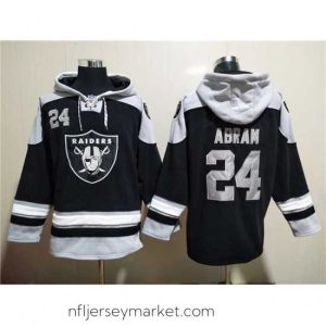 Stunning Las Vegas Raiders 24 Johnathan Abram Black Ageless Must Have Lace Up Pullover Hoodie