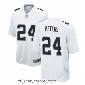 Magnificent Las Vegas Raiders 24 Marcus Peters White Stitched Football Game Jersey