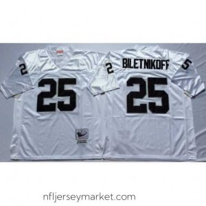 Top notch Las Vegas Raiders 25 Fred Biletnikoff White M&N Throwback Jersey