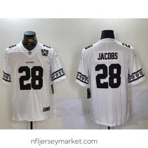 Top notch Las Vegas Raiders 28 Josh Jacobs White Limited Stitched Jersey 2