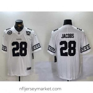 Top notch Las Vegas Raiders 28 Josh Jacobs White Limited Stitched Jersey 3