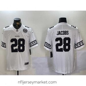 Magnificent Las Vegas Raiders 28 Josh Jacobs White Limited Stitched Jersey