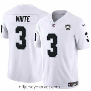 Magnificent Las Vegas Raiders 3 Zamir White White 2024 F.U.S.E 65th Anniversary Patch Vapor Stitched Football Jersey