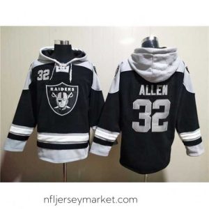 Alluring Las Vegas Raiders 32 Marcus Allen Black Ageless Must Have Lace Up Pullover Hoodie