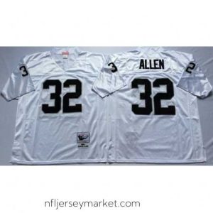 Alluring Las Vegas Raiders 32 Marcus Allen White M&N Throwback Jersey