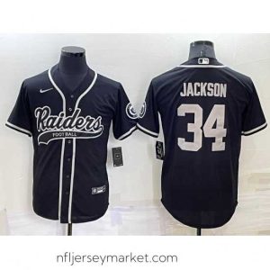 Gorgeous Las Vegas Raiders 34 Bo Jackson Black Cool Base Stitched Baseball Jersey