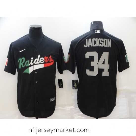 Magnificent Las Vegas Raiders 34 Bo Jackson Black Mexico Stitched Jersey