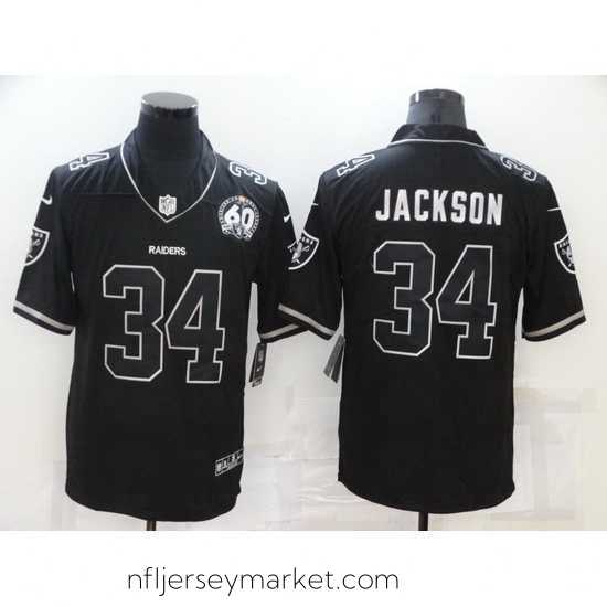 Superb Las Vegas Raiders 34 Bo Jackson Black Shadow Vapor Limited Stitched Jersey