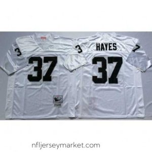 Luxurious Las Vegas Raiders 37 Lester Hayes White M&N Throwback Jersey