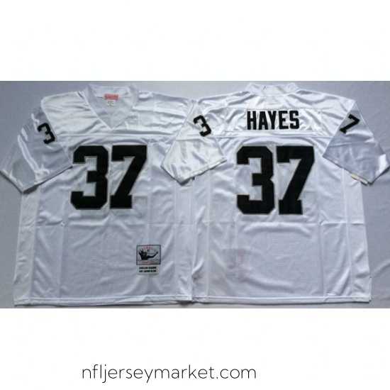 Luxurious Las Vegas Raiders 37 Lester Hayes White M&N Throwback Jersey