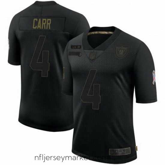 Exquisite Las Vegas Raiders 4 Derek Carr Black 2020 Salute To Service Limited Jersey