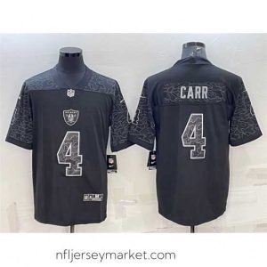 Magnificent Las Vegas Raiders 4 Derek Carr Black Reflective Limited Stitched Football Jersey