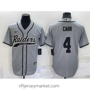 Stunning Las Vegas Raiders 4 Derek Carr Grey Cool Base Stitched Baseball Jersey