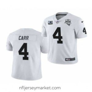 Top notch Las Vegas Raiders #4 Derek Carr White 2020 Inaugural Season With C Patch Vapor Limited Stitched NFL Jersey
