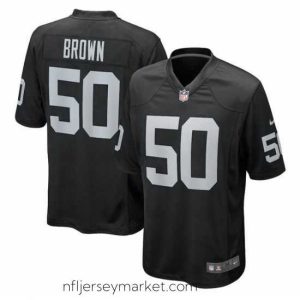 Premium Las Vegas Raiders 50 Jayon Brown Black Stitched Game Jersey