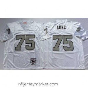 Luxurious Las Vegas Raiders 75 Howie Long White Silver M&N Throwback Jersey