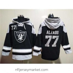 Luxurious Las Vegas Raiders 77 Lyle Alzado Black Ageless Must Have Lace Up Pullover Hoodie