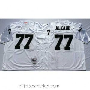 Luxurious Las Vegas Raiders 77 Lyle Alzado White M&N Throwback Jersey