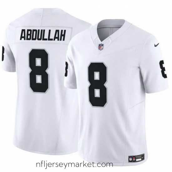 Top notch Las Vegas Raiders 8 Ameer Abdullah White F.U.S.E Vapor Stitched Football Jersey