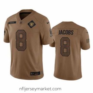 Gorgeous Las Vegas Raiders 8 Josh Jacobs 2023 Brown Salute To Service Limited Stitched Football Jersey