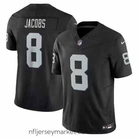 Gorgeous Las Vegas Raiders 8 Josh Jacobs Black 2023 F.U.S.E Vapor Untouchable Stitched Football Jersey