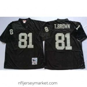 Premium Las Vegas Raiders 81 Tim Brown Black M&N Throwback Jersey