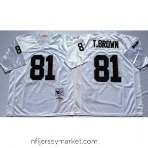 Magnificent Las Vegas Raiders 81 Tim Brown White M&N Throwback Jersey