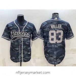 Alluring Las Vegas Raiders 83 Darren Waller Grey Camo With Patch Cool Base Stitched Baseball Jersey