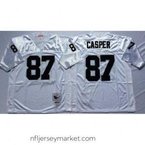 Stunning Las Vegas Raiders 87 Dave Casper White M&N Throwback Jersey