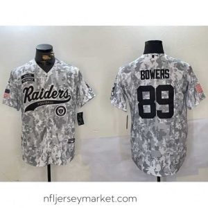 Superb Las Vegas Raiders 89 Brock Bowers 2024 Arctic Camo Salute To Service Stitched Baseball Jersey 5