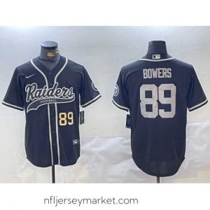 Irresistible Las Vegas Raiders 89 Brock Bowers Black Cool Base Stitched Baseball Jersey 1
