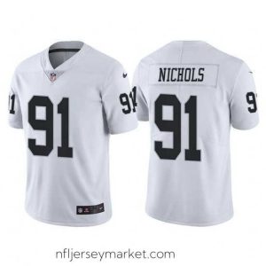 Top notch Las Vegas Raiders 91 Bilal Nichols White Vapor Limited Stitched Jersey