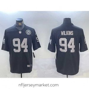 Luxurious Las Vegas Raiders 94 Christian Wilkins Black 65th Anniversary Patch Vapor Stitched Football Jersey 1