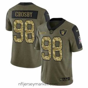 Alluring Las Vegas Raiders 98 Maxx Crosby 2021 Salute To Service Olive Camo Limited Stitched Jersey