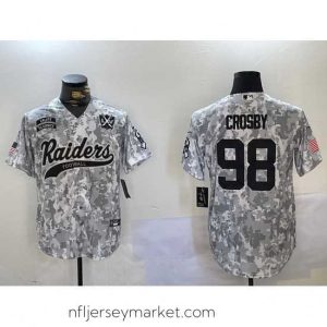 Luxurious Las Vegas Raiders 98 Maxx Crosby 2024 Arctic Camo Salute To Service Stitched Baseball Jersey 2