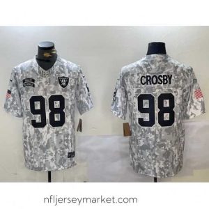 Alluring Las Vegas Raiders  98 Maxx Crosby 2024 F.U.S.E Arctic Camo Salute To Service Limited Stitched Football Jersey