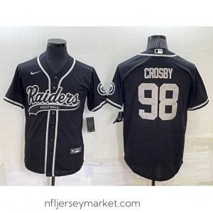 Magnificent Las Vegas Raiders 98 Maxx Crosby Black Cool Base Stitched Baseball Jersey