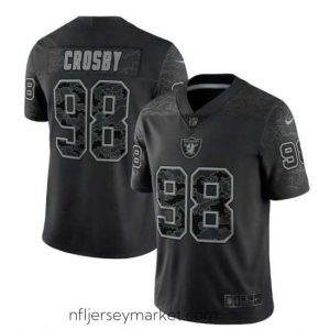 Gorgeous Las Vegas Raiders 98 Maxx Crosby Black Reflective Limited Stitched Football Jersey