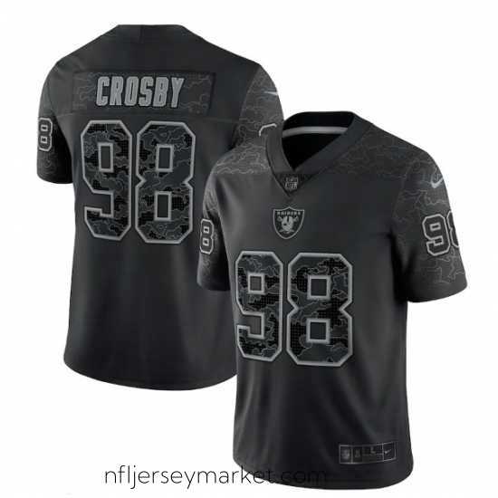 Gorgeous Las Vegas Raiders 98 Maxx Crosby Black Reflective Limited Stitched Football Jersey