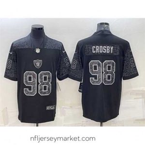 Superb Las Vegas Raiders 98 Maxx Crosby Black Reflective Limited Stitched Football Jersey