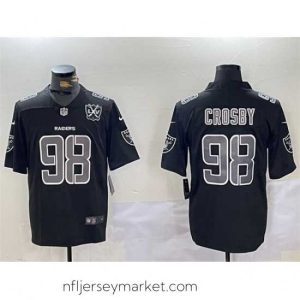 Irresistible Las Vegas Raiders 98 Maxx Crosby Black With 65th Anniversary Patch Vapor Limited Stitched Jersey