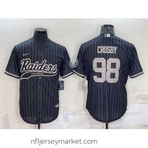Luxurious Las Vegas Raiders 98 Maxx Crosby Black With Patch Cool Base Stitched Baseball Jersey