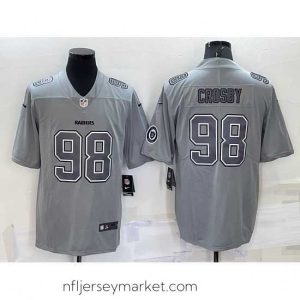 Gorgeous Las Vegas Raiders 98 Maxx Crosby Grey Atmosphere Fashion Stitched Jersey