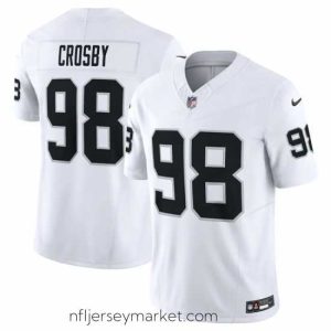 Luxurious Las Vegas Raiders 98 Maxx Crosby White 2023 F.U.S.E Vapor Untouchable Stitched Football Jersey