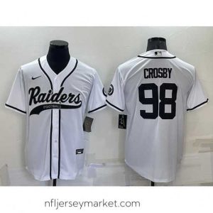 Alluring Las Vegas Raiders 98 Maxx Crosby White Cool Base Stitched Baseball Jersey