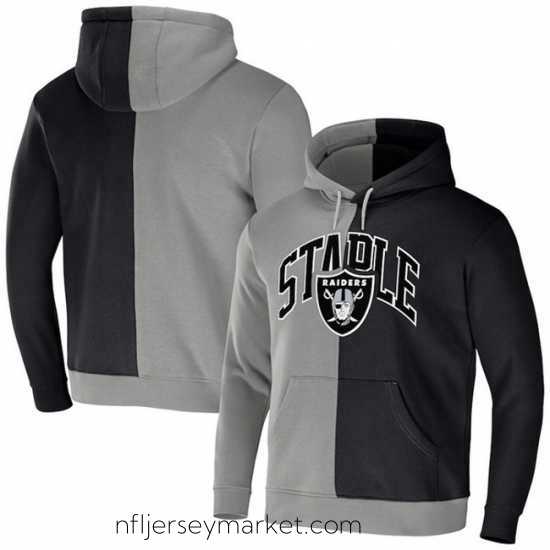 Irresistible Las Vegas Raiders Black Grey Split Logo Pullover Hoodie