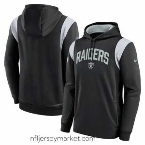 Gorgeous Las Vegas Raiders Black Sideline Stack Performance Pullover Hoodie 001