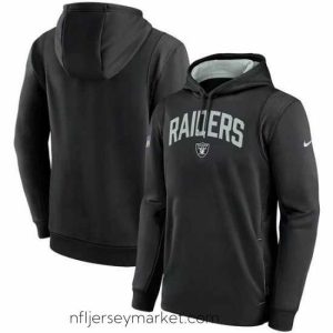 Stunning Las Vegas Raiders Black Sideline Stack Performance Pullover Hoodie 002